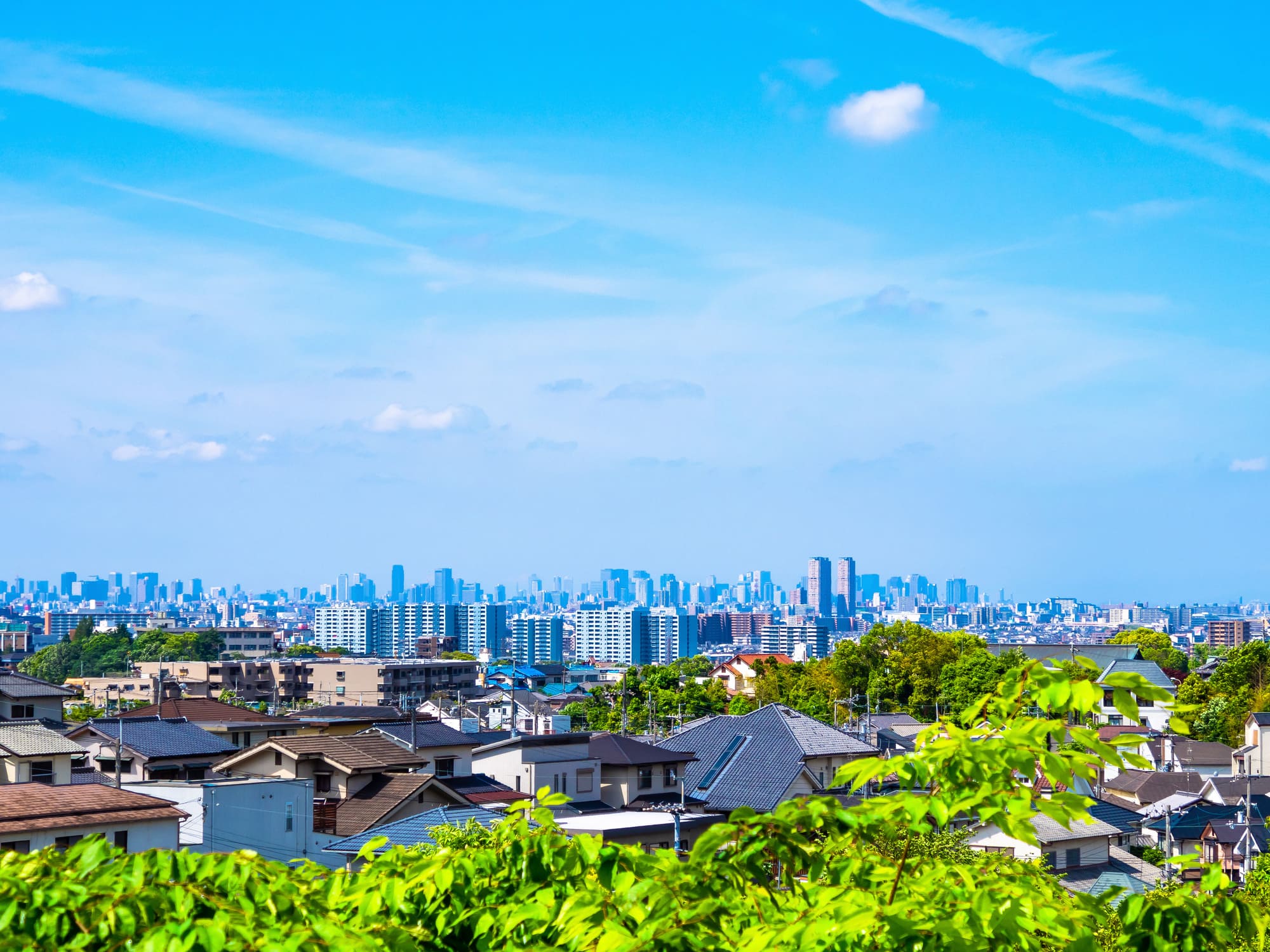大阪の戸建て住宅が並ぶ住宅街の風景