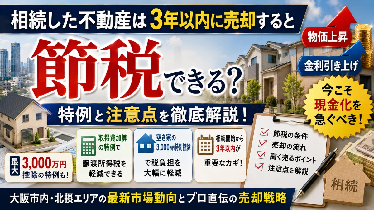 相続した不動産は3年以内に売却すると節税できる？特例と注意点
