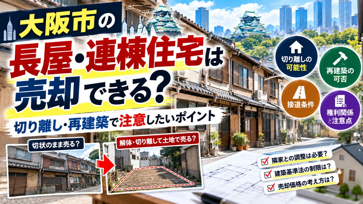 大阪市の長屋・連棟住宅は売却できる？切り離し・再建築で注意したいポイント