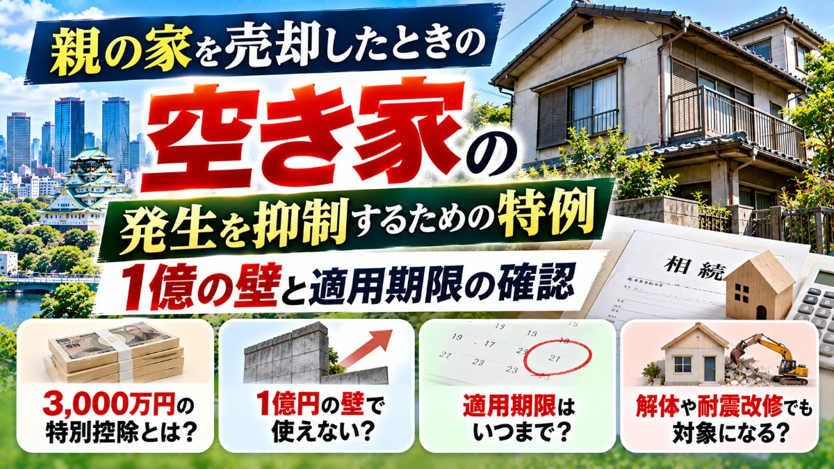親の家を売却したときの「空き家の発生を抑制するための特例」｜1億の壁と適用期限の確認